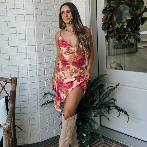 Women's Romantic Floral Mini Dress | Sage The Label | Pink Multi - Picture 5 of 11